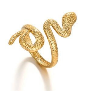 Vintage Waterproof 18k Gold Plated Stainless Steel Snake Open Ring